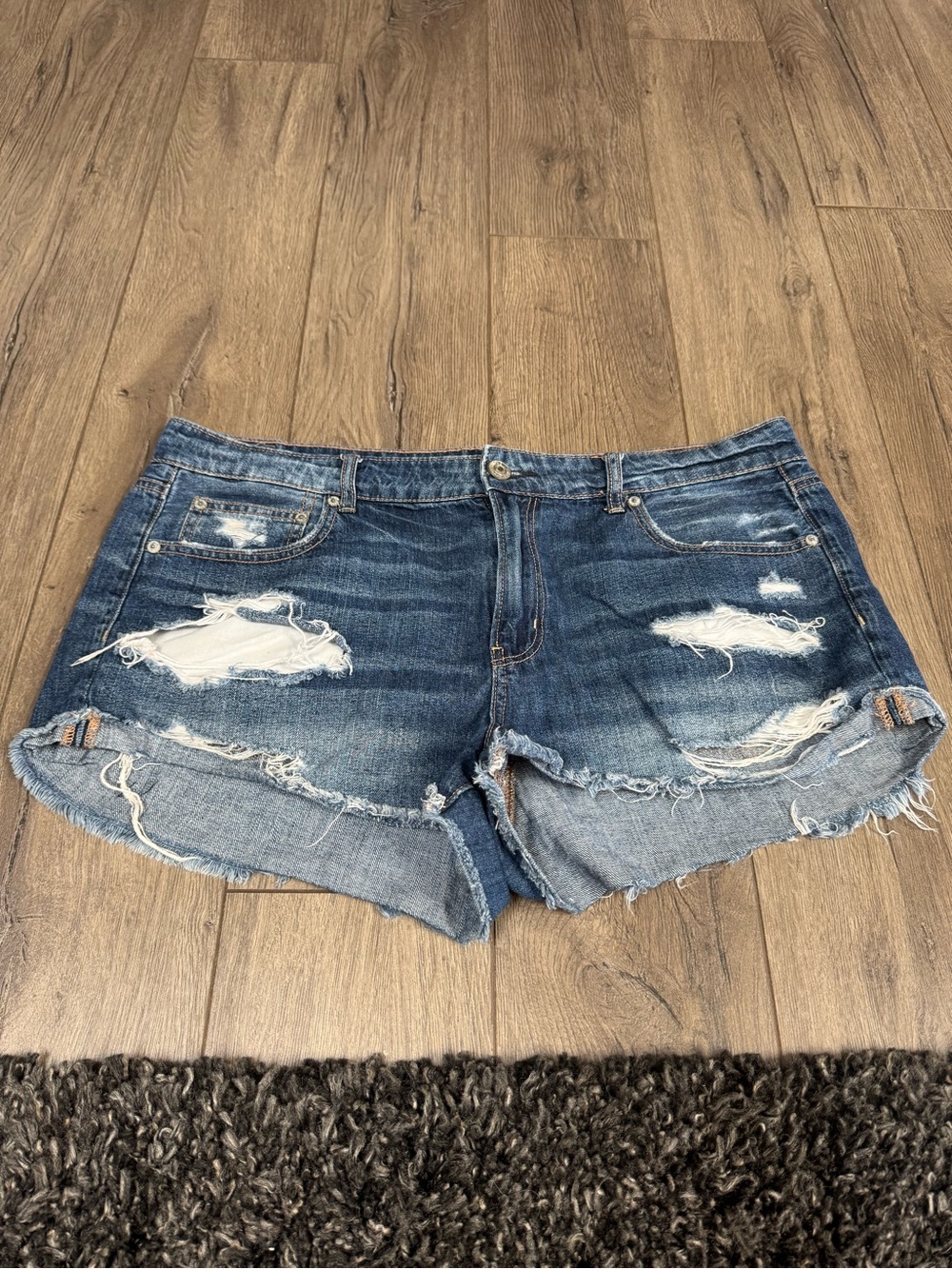 American Eagle Outfitters Distressed Blue Denim Cutoff Shorts